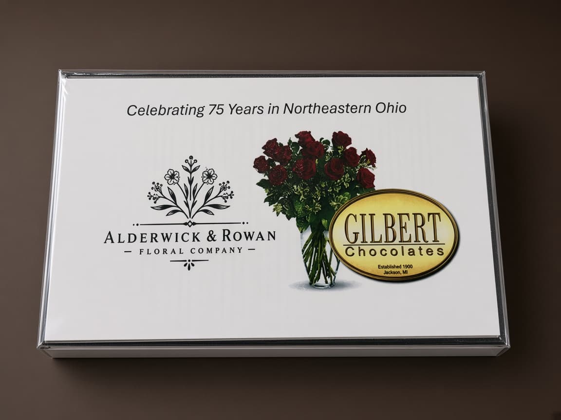 Gilbert Custom Insert Gift Box with a branded company insert